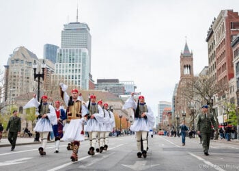 Άγημα της Προεδρικής Φρουράς στη Βοστόνη για την παρέλαση της ομογένειας, για πρώτη φορά μετά από 25 χρόνια. Κυριακή 26 Απριλίου 2026 (φωτ.: Consulate General of Greece in Boston﻿ / Maria Kechri)