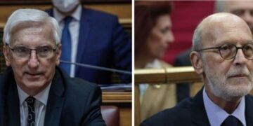 Ο Διοικητής της Εθνικής Υπηρεσίας Πληροφοριών Θεμιστοκλής Δεμίρης και ο εισαγγελέας του Αρείου Πάγου Κωνσταντίνος Τζαβέλλας (φωτ.: Γιώργος Κονταρίνης/Γιάννης Παναγόπουλος /EUROKINISSI)