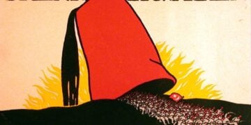 Η εικονογραφημένη πλευρά της «Καλλιτεχνικής Πολεμικής Ταχυδρομικής Κάρτας Αρ. 1 των J. C. König & Ebhardt, Αννόβερο», την οποία ο γραφίστας Heinz Keune τιτλοφόρησε γύρω στο 1914 ως «Το Ξύπνημα της Ανατολής» (πηγή: commons.wikimedia.org/wiki/File:Künstler-Kriegs-Postkarte)