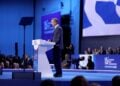Ο πρωθυπουργός και πρόεδρος της Νέας Δημοκρατίας Κυριάκος Μητσοτάκης στο κλείσιμο των εργασιών του 16ου Τακτικού Συνέδριου της Νέας Δημοκρατίας που διεξάγεται στο Metropolitan Expo, στα Σπάτα (φωτ.: ΑΠΕ-ΜΠΕ/ Γιώργος Βιτσαράς)