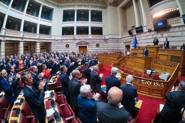 Συνεδρίαση της Κοινοβουλευτικής Ομάδας της Νέας Δημοκρατίας, στην Βουλή (φωτ.: Γιώργος Κονταρίνης/EUROKINISSI)