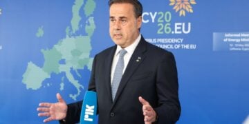Ο Σταύρος Παπασταύρου στο άτυπο Συμβούλιο των υπουργών Ενέργειας της Ευρωπαϊκής Ένωσης, στις 13 Μαΐου, στη Λευκωσία (φωτ.: POOL PHOTO/ΕΥΡΩΠΑΪΚΗ ΕΝΩΣΗ/EUROKINISSI)