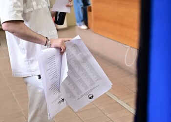 Στιγμιότυπο από την Νομική Σχολή Αθηνών κατά τις φοιτητικές εκλογές, Τετάρτη 14 Μαΐου 2025 (φωτ.: EUROKINISSI / Μιχάλης Καραγιάννης)