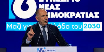 Ο Γιώργος Γεραπετρίτης στη δεύτερη ημέρα εργασιών του 16ου Τακτικού Συνεδρίου της ΝΔ, Σάββατο 16 Μαΐου 2026 (φωτ.: EUROKINISSI / Γιώργος Κονταρίνης)