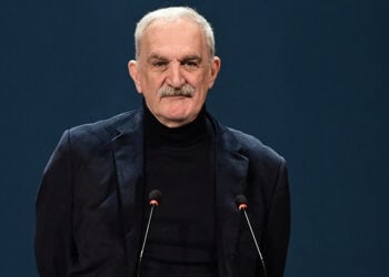 Ο Δημήτρης Καταλειφός στην τελετή απονομής των Βραβείων «Κάρολος Κουν» και των Βραβείων Κριτικών Θεάτρου και Μουσικής 2022-23. Δευτέρα 11 Μαρτίου 2024 (φωτ.: EUROKINISSI / Μιχάλης Καραγιάννης)