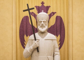 Ο ανδριάντας του Κωνσταντίνου Παλαιολόγου, έργο του γλύπτη Νικόλα (Παυλόπουλου). Πηγή: Εθνικό Ιστορικό Μουσείο / Συλλογή Γλυπτών / Ιστορική και Εθνολογική Εταιρεία της Ελλάδος