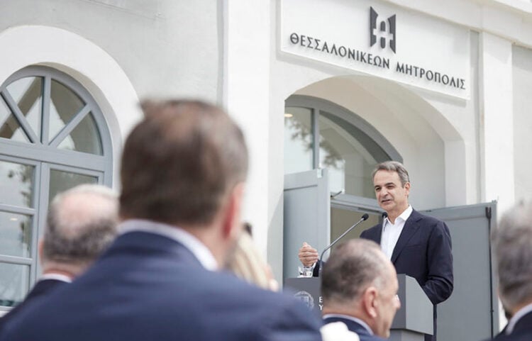 Ο Κυριάκος Μητσοτάκης στα εγκαίνια του Μουσείου «Θεσσαλονικέων Μητρόπολις», στο πρώην στρατόπεδο Παύλου Μελά, στη Σταυρούπολη (φωτ.: Γραφείο Τύπου Πρωθυπουργού / Δημήτρης Παπαμήτσος)