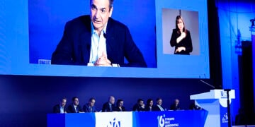 Ο Κυριάκος Μητσοτάκης στη δεύτερη ημέρα εργασιών του 16ου Τακτικού Συνεδρίου της ΝΔ, Σάββατο 16  Μαΐου 2026 (φωτ.: EUROKINISSI / Γιώργος Κονταρίνης)