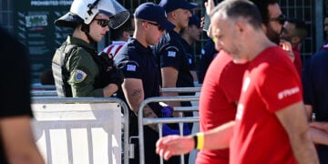 Αυξημένα αστυνομικά μέτρα στο ΟΑΚΑ για τον τελικό του EuroLeague Final Four Athens 2026 (φωτ.: EUROKINISSI / Klodian Lato)