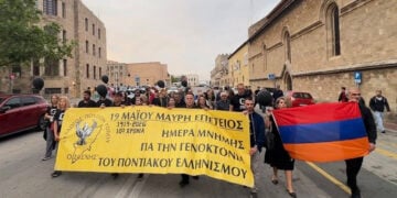 Πορεία στη Ρόδο για τα 107 χρόνια από τη Γενοκτονία των Ποντίων, Τρίτη 19 Μαΐου 2026 (φωτ.: Facebook / Christos Topkaras)