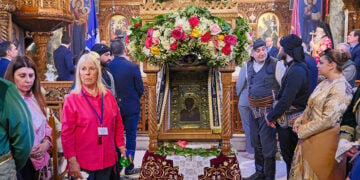 Η εικόνα της Παναγίας Σουμελά στο ναό Αγίας Τριάδας στη Νέα Κηφισιά, Τρίτη 26 Μαΐου 2026 (φωτ.: Μητρόπολη Βεροίας, Ναούσης, Καμπανίας / Γεράσιμος Μπεκές