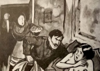 Το σκίτσο που συνοδεύει το κεφάλαιο «Η αρχή της σταδιοδρομίας ενός τέρατος»