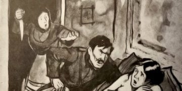 Το σκίτσο που συνοδεύει το κεφάλαιο «Η αρχή της σταδιοδρομίας ενός τέρατος»