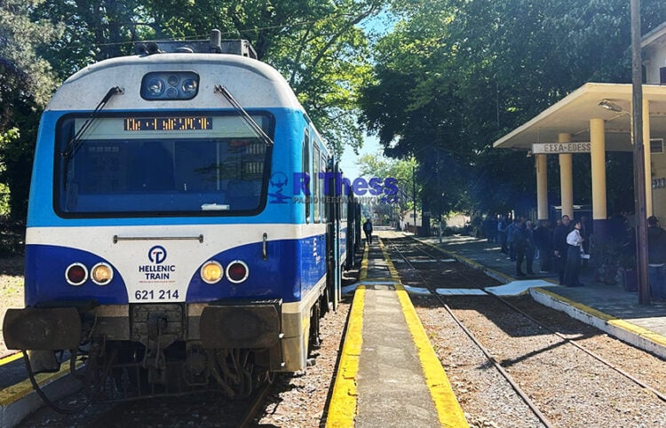 Τρένο στην Έδεσσα στο πρώτο δοκιμαστικό δρομολόγιο τα τελευταία τρία χρόνια. Τρίτη 5 Μαΐου 2026 (φωτ.: Ράδιο Θεσσαλονίκη)
