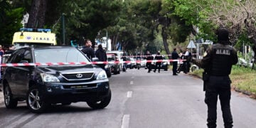 Το σημείο όπου έπεσε νεκρός ο Γ. Μοσχούρης (φωτ.: EUROKINISSI / Κώστας Τζούμας)
