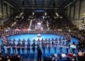 Η στιγμή του Πυρρίχιου Σέρρα στο 19ο Φεστιβάλ Ποντιακών Χορών της Παμποντιακής Ομοσπονδίας Ελλάδος, στην Καρδίτσα (φωτ.: poe.org.gr)