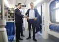 Κωνσταντίνος Κυρανάκης και Κυριάκος Μητσοτάκης στο μετρό (φωτ.: Γιώργος Κονταρίνης/EUROKINISSI)