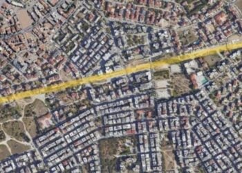 Η οδός Πόντου στην Καλαμαριά από ψηλά (πηγή: kalamaria.gr)
