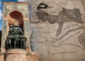 To εμβληματικό γλυπτό της νίκης στο κέντρο της Κωνσταντινούπολης και χάρτης των μυστικών συμφωνιών των συμμάχων κατά τη διάρκεια του Α' Παγκοσμίου (πηγή φωτογραφιών: Αρχείο Βλάση Αγτζίδη)