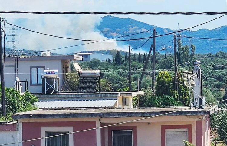 Καπνός από τη φωτιά στα Ζησιμαίικα Αχαΐας, Δευτέρα 15 Ιουνίου 2026 (φωτ.: Facebook / Fire & Weather Hellas / Βασίλης Καραπαπάς)