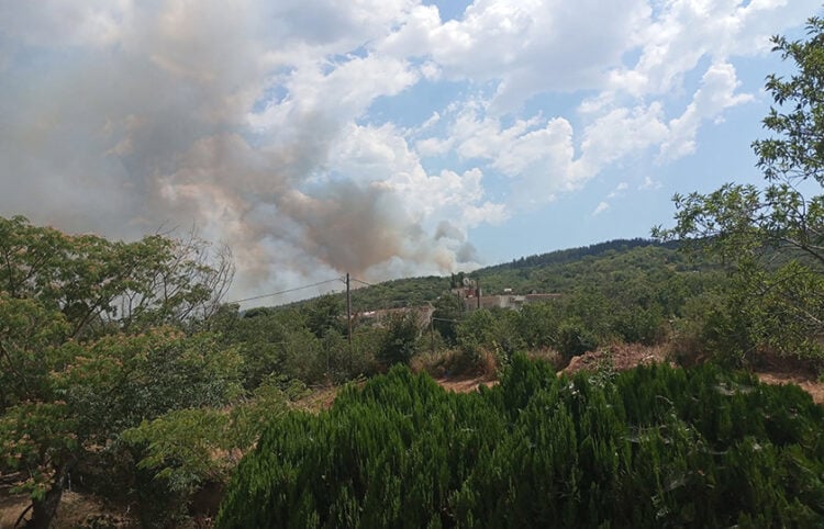 Καπνός από τη φωτιά στο Δερβένι Θεσσαλονίκης, όπως φαίνεται από τη Λητή (πηγή: Facebook / Πυρκαγιά Ενημέρωση)