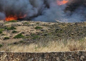 Φωτιά στην περιοχή Αμπέλα της Σύρου, Κυριακή 21 Ιουνίου 2026 (φωτ.: CycladesLive - Ειδήσεις από τις Κυκλάδες)