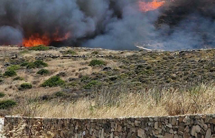 Φωτιά στην περιοχή Αμπέλα της Σύρου, Κυριακή 21 Ιουνίου 2026 (φωτ.: CycladesLive - Ειδήσεις από τις Κυκλάδες)