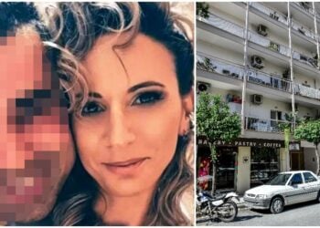 Το ανδρόγυνο σε κοινή έξοδο και δεξιά η πολυκατοικία όπου διέμεναν (πηγές: Facebook / EUROKINISSI)