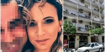 Το ανδρόγυνο σε κοινή έξοδο και δεξιά η πολυκατοικία όπου διέμεναν (πηγές: Facebook / EUROKINISSI)