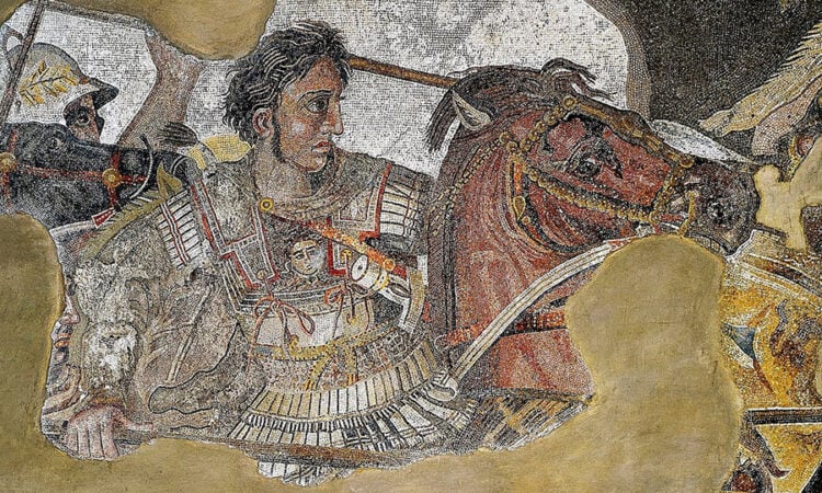 Ψηφιδωτό που αναπαριστά τον Μεγαλέξανδρο με τον Βουκεφάλα