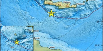 Χάρτης του Ευρωμεσογειακού Σεισμολογικού Κέντρου (πηγή: EMSC / LastQuake)