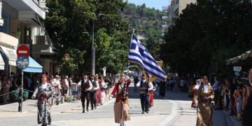 Μέλη των «Ακριτών» Επταμύλων στην παρέλαση για την 113η επέτειο από την απελευθέρωση των Σερρών, Δευτέρα 29 Ιουνίου 2026 (φωτ.: Δήμος Σερρών)