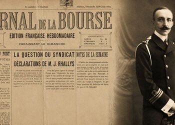 Αριστερά στο πρωτοσέλιδο της Journal de la Bourse και δεξιά ο Νικόλαος Βότσης με τη στολή του κατά τη διάρκεια των Βαλκανικών Πολέμων (πηγές: Επιτροπή Ποντιακών Μελετών και Wikipedia)
