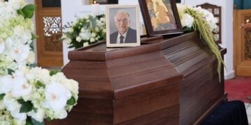 Εξόδιος ακολουθία του Βασίλη Λεβέντη. Παρασκευή 3 Ιουλίου 2026 (φωτ.: ΓΙΑΝΝΗΣ ΠΑΝΑΓΟΠΟΥΛΟΣ / EUROKINISSI)