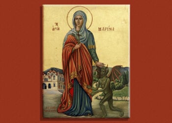 Η Αγία Μαρίνα και ο δαίμονας, διά χειρός Ανδρέα Καπίρη (πηγή: kapirisart.blogspot.com)