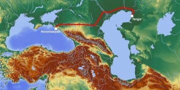 (Πηγή: en.wikipedia.org/
wiki/Caspian_Pipeline_Consortium#/media/File:Caspian-BlackSea-Tengiz-Nov.gif)