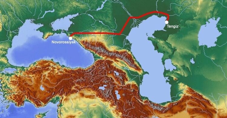 (Πηγή: en.wikipedia.org/
wiki/Caspian_Pipeline_Consortium#/media/File:Caspian-BlackSea-Tengiz-Nov.gif)