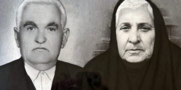 Η Αθηνά Καπολωνάρη με τον σύζυγό της, Παναγιώτη Μουράτογλου (φωτ.: Εθνικός Κήρυκας)