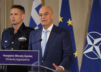 Ενημέρωση των συντακτών άμυνας από τον Νίκο Δένδια, για τις αποφάσεις μετά τη συνεδρίαση του ΚΥΣΕΑ. Πέμπτη 23 Ιουλίου 2026 (φωτ.: EUROKINISSI / Γιάννης Παναγόπουλος)