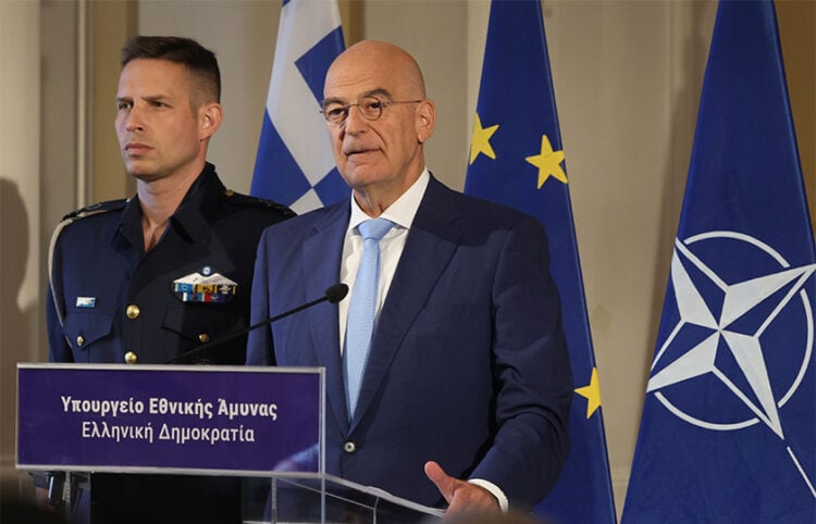 Ενημέρωση των συντακτών άμυνας από τον Νίκο Δένδια, για τις αποφάσεις μετά τη συνεδρίαση του ΚΥΣΕΑ. Πέμπτη 23 Ιουλίου 2026 (φωτ.: EUROKINISSI / Γιάννης Παναγόπουλος)