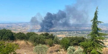 Καπνός από τη φωτιά στο Περιβολάκι Λαγκαδά, Σάββατο 11 Ιουλίου 2026 (φωτ.: Facebook / Πυρκαγιά Ενημέρωση / Lia Vavoura)