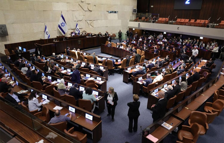 Στιγμιότυπο από την τελευταία συνεδρίαση της Κνεσέτ με την παρούσα σύνθεση, καθώς το κοινοβούλιο του Ισραήλ διαλύθηκε ενόψει των εκλογών του Οκτωβρίου. Πέμπτη 13 Ιουλίου 2026 (φωτ.: EPA / Abir Sultan)