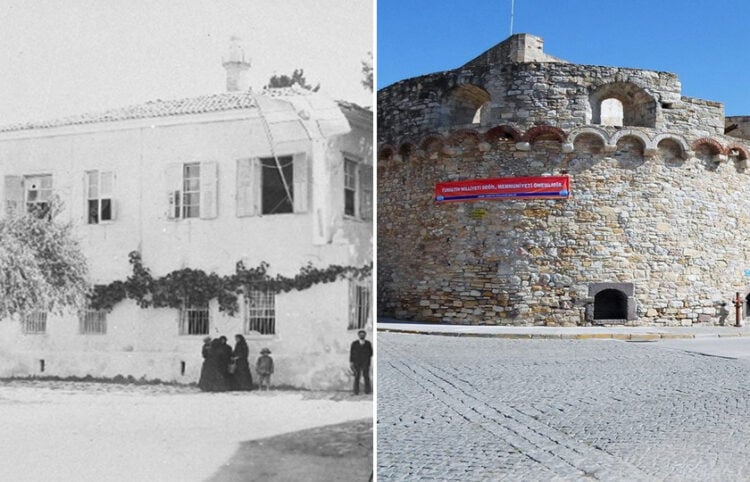 Η Κρήνη της Ερυθραίας, ο σημερινός Τσεσμές. Αρχειακή φωτογραφία: Κέντρο Μικρασιατικών Σπουδών · Σύγχρονη λήψη: αρχείο Δημήτρη Ν. Θωμαδάκη