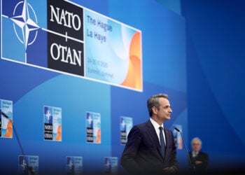 Ο Κυριάκος Μητσοτάκης στην Σύνοδο Κορυφής του ΝΑΤΟ στη Χάγη, Τετάρτη 25 Ιουνίου 2025 (φωτ.: Γραφείο Τύπου Πρωθυπουργού / Δημήτρης Παπαμήτσος)