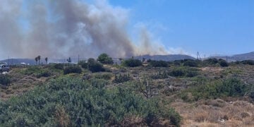 Καπνός από τη φωτιά στην Πάρο, Πέμπτη 30 Ιουλίου 2026 (φωτ.: Facebook / Πυρκαγιά Ενημέρωση / Δανάη Αρσενίδου)