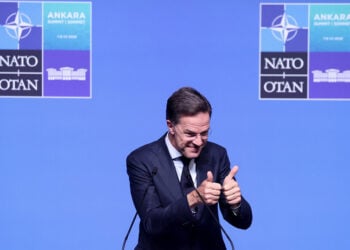 Ο Μαρκ Ρούτε κατά τη συνέντευξη Τύπου ενόψει της Συνόδου Κορυφής του ΝΑΤΟ στην Άγκυρα, Δευτέρα 6 Ιουλίου 2026 (φωτ.: EPA / Filip Singer)