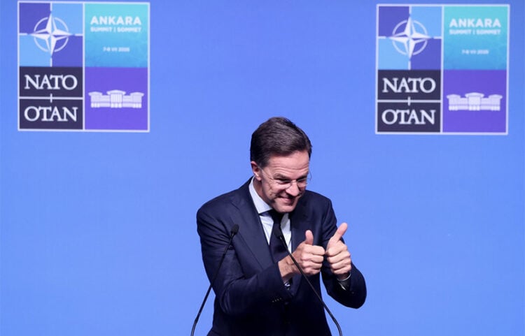 Ο Μαρκ Ρούτε κατά τη συνέντευξη Τύπου ενόψει της Συνόδου Κορυφής του ΝΑΤΟ στην Άγκυρα, Δευτέρα 6 Ιουλίου 2026 (φωτ.: EPA / Filip Singer)
