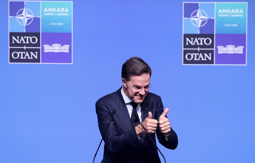 Ο Μαρκ Ρούτε κατά τη συνέντευξη Τύπου ενόψει της Συνόδου Κορυφής του ΝΑΤΟ στην Άγκυρα, Δευτέρα 6 Ιουλίου 2026 (φωτ.: EPA / Filip Singer)