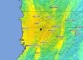 Τμήμα του χάρτη σεισμικής έντασης (shakemap) που έδωσε στη δημοσιότητα το Αμερικανικό Γεωλογικό Ινστιτούτο (USGS) (πηγή: EPA/USGS HANDOUT)