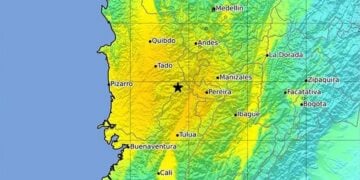 Τμήμα του χάρτη σεισμικής έντασης (shakemap) που έδωσε στη δημοσιότητα το Αμερικανικό Γεωλογικό Ινστιτούτο (USGS) (πηγή: EPA/USGS HANDOUT)